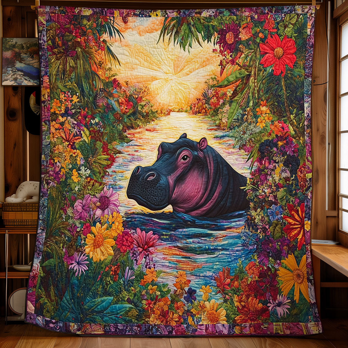 Flower Forest Of Hippo WY2001075CL Quilt