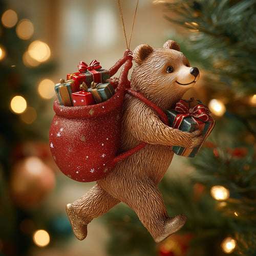 Present Delivery Teddy LT1710023CL Christmas Ornament