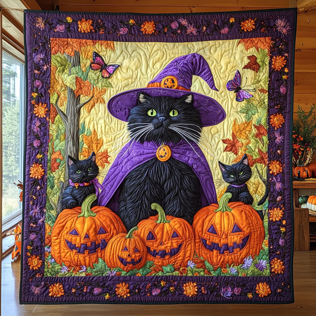 Black Cat Family CP2108049CL Quilt