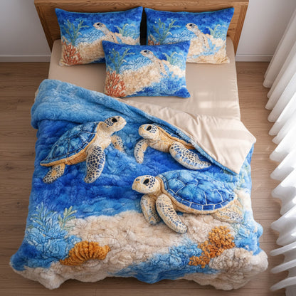 Sea Turtle WJ2101003CL Faux Fur Throw Blanket