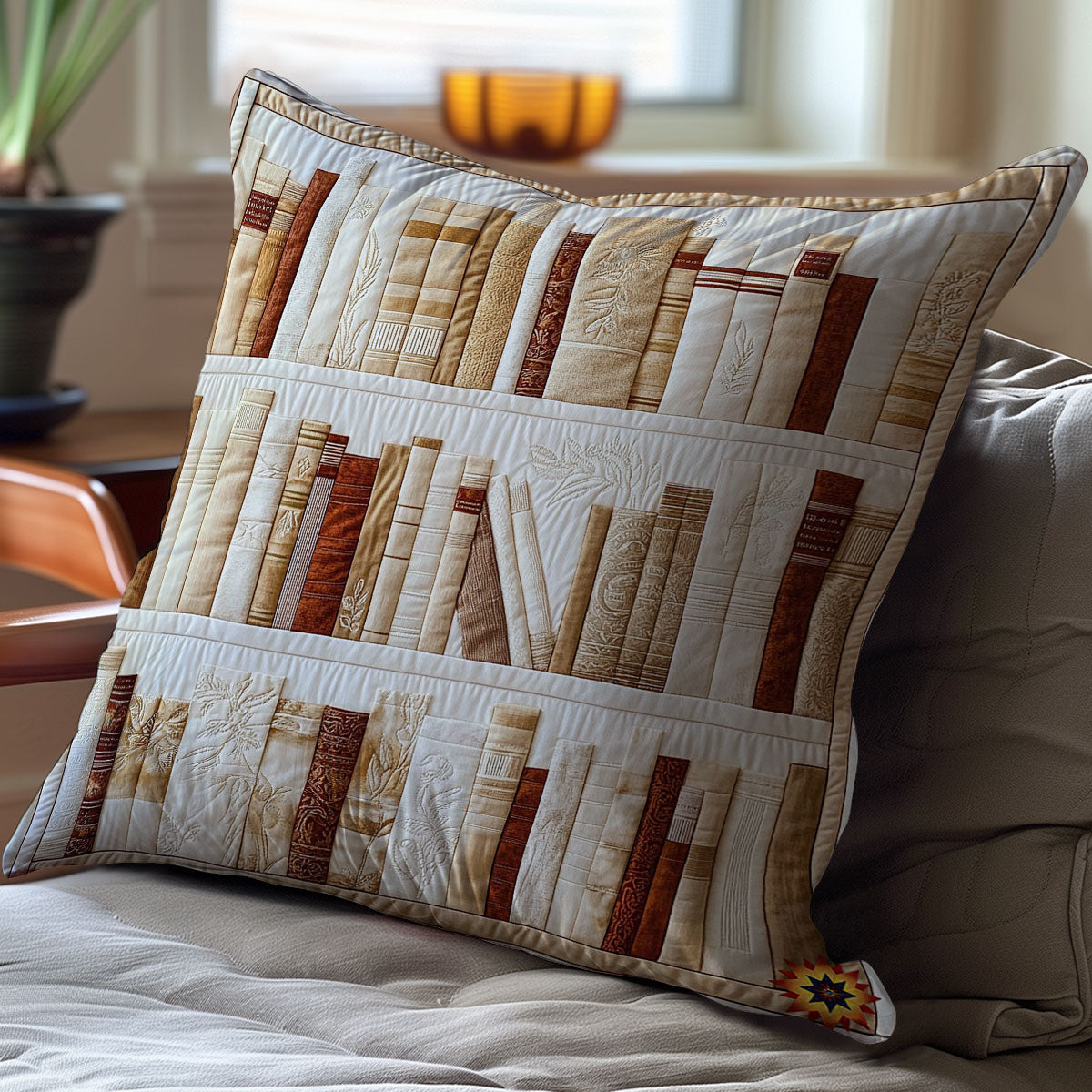 White Bookshelf WY0612082CL Quilt Pillow Case
