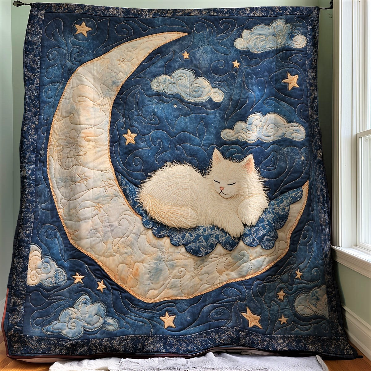 Crescent Moon Sleeping Cat XB1203020CL Quilt