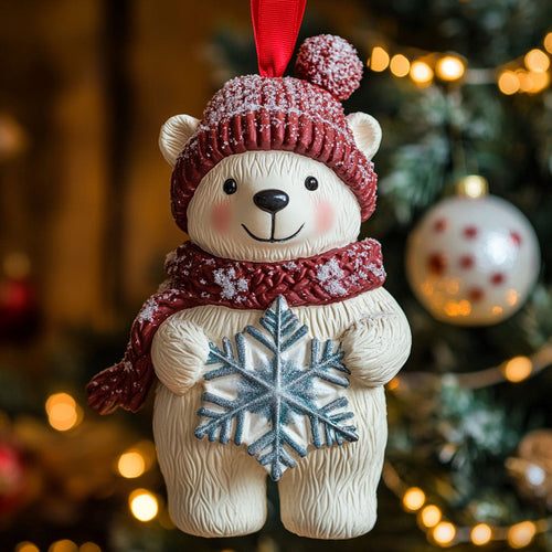 Whimsical Polar Bear with Snow Flake XK1510001CL Christmas Ornament