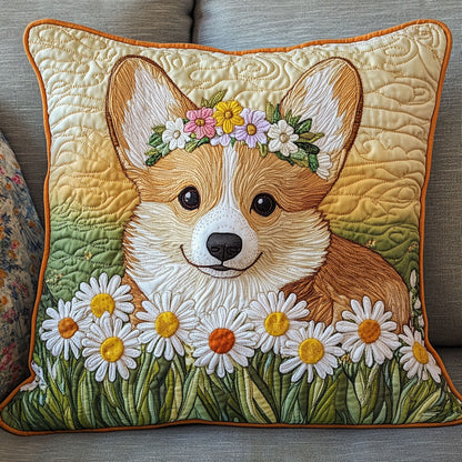 Corgi Flower WT0703038CL Quilt Pillow Case