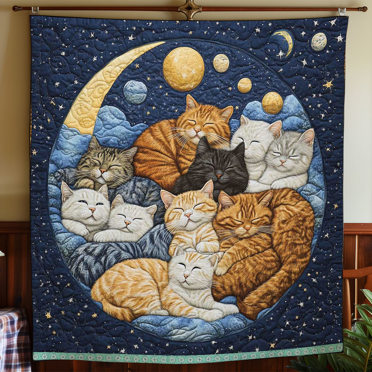 Cats On Moon WP1809029CL Quilt