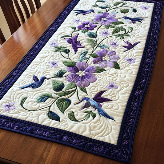 Hummingbird In Purple Garden WY2802050CL Quilted Table Runner