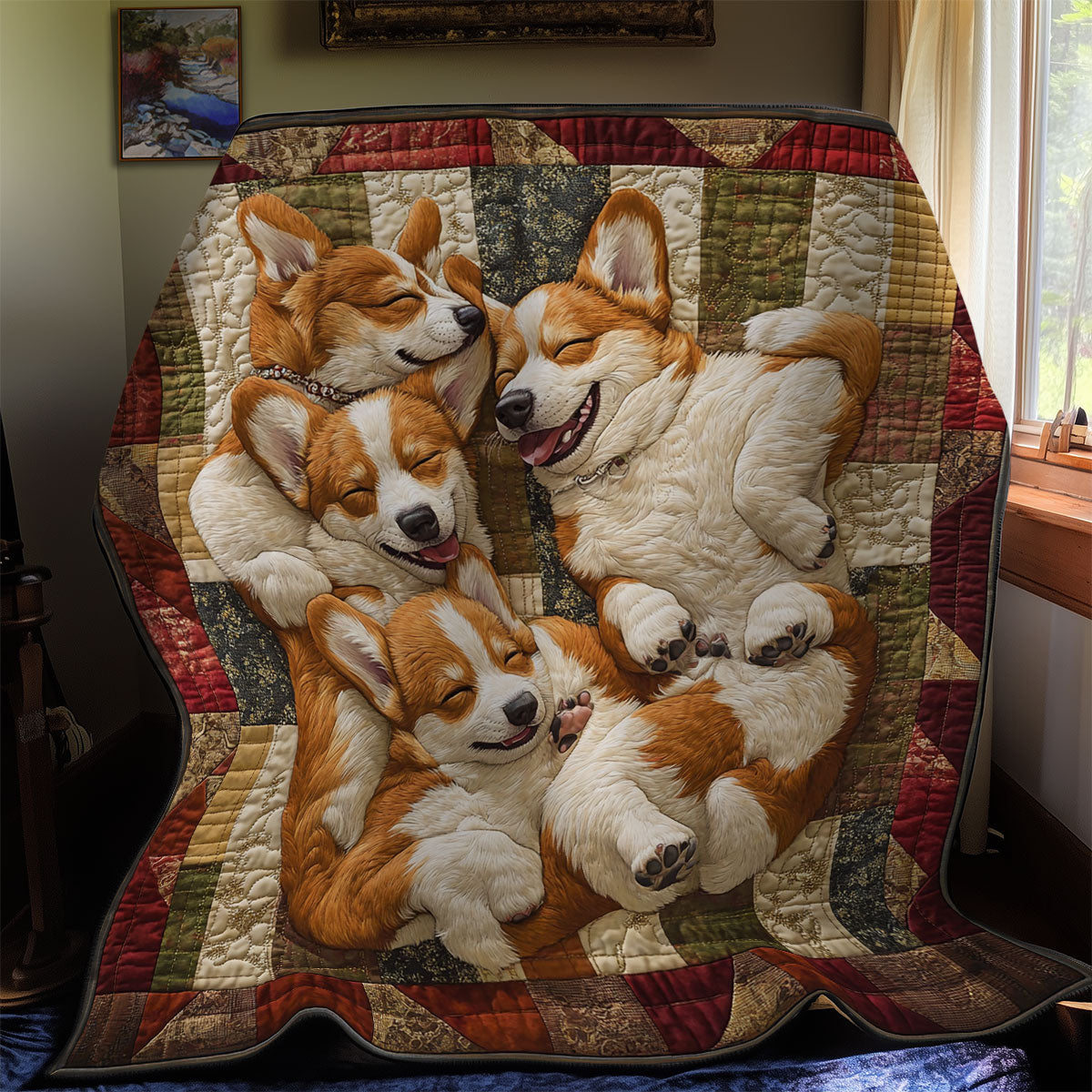 Winter Sleeping Corgi WY1211039CL Quilt