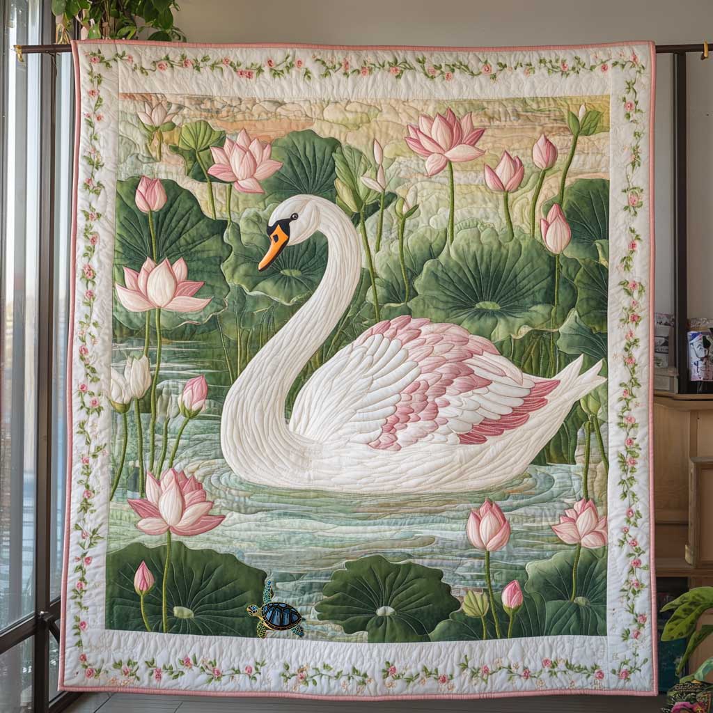 Swan Lotus Lake WP1511025CL Quilt