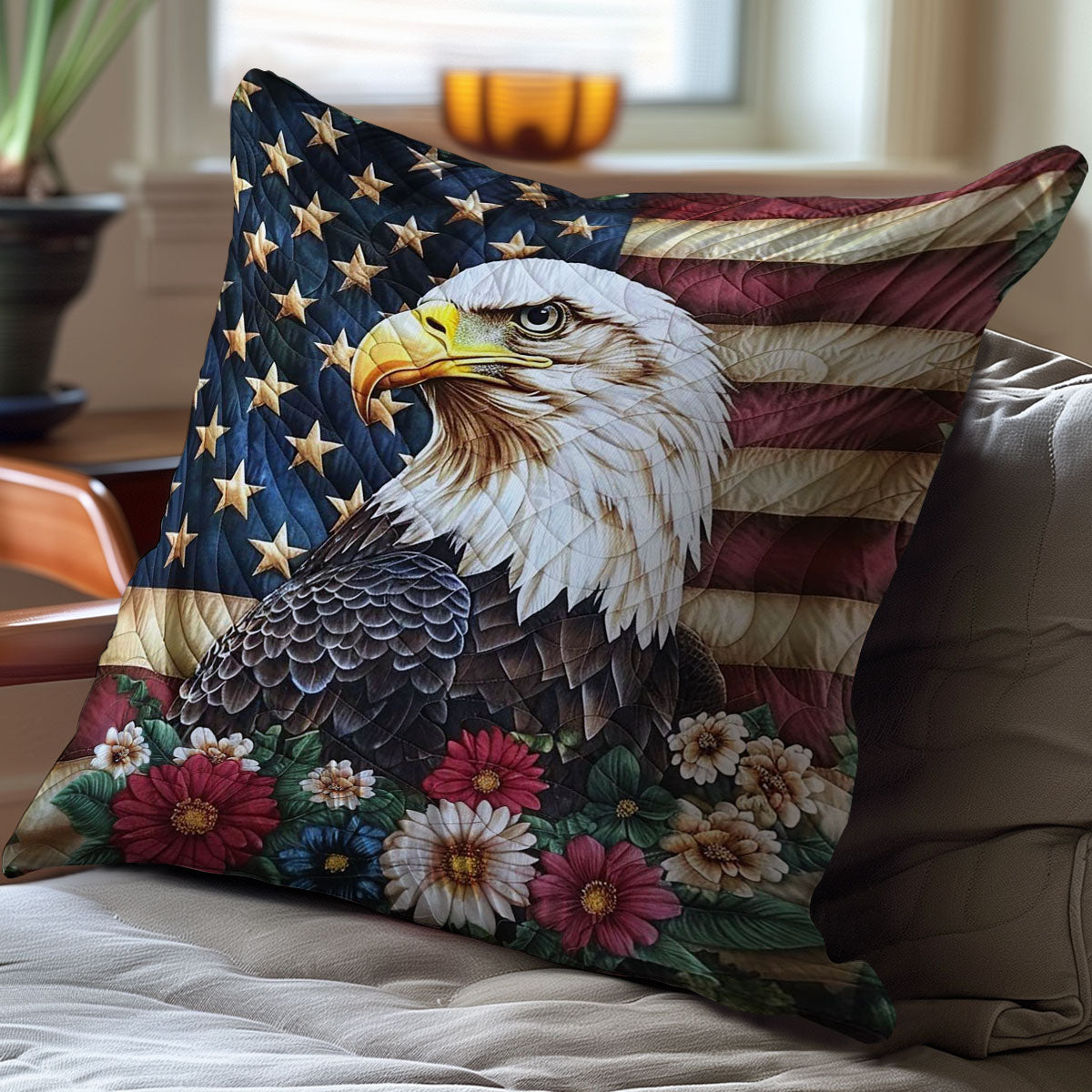 Patriotic Eagle WJ1109042CL Quilt Pillow Case