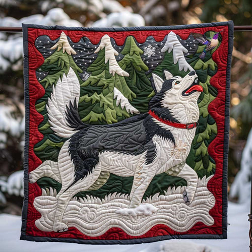 Pine Forest Funny Husky WP1710025CL Quilt