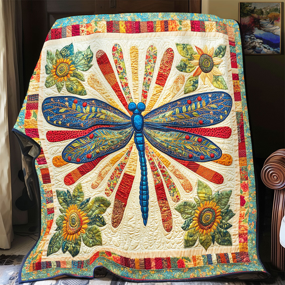 Dragonfly And Sunflower WY2702055CL Quilt