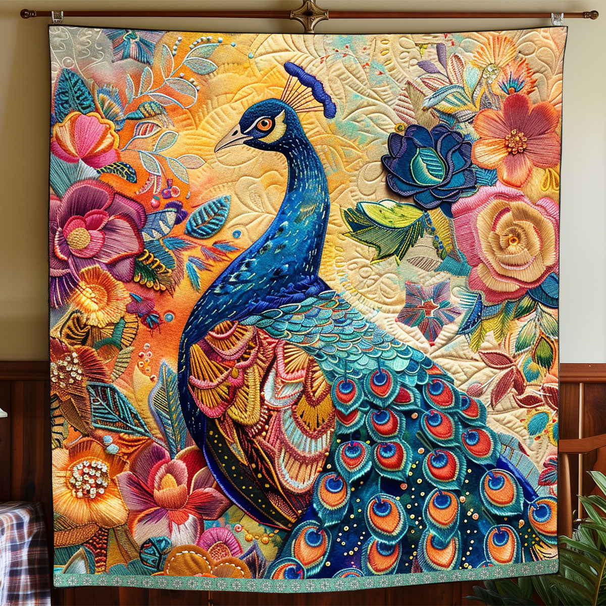 Floral Exquisite Peacock WP0609021CL Quilt