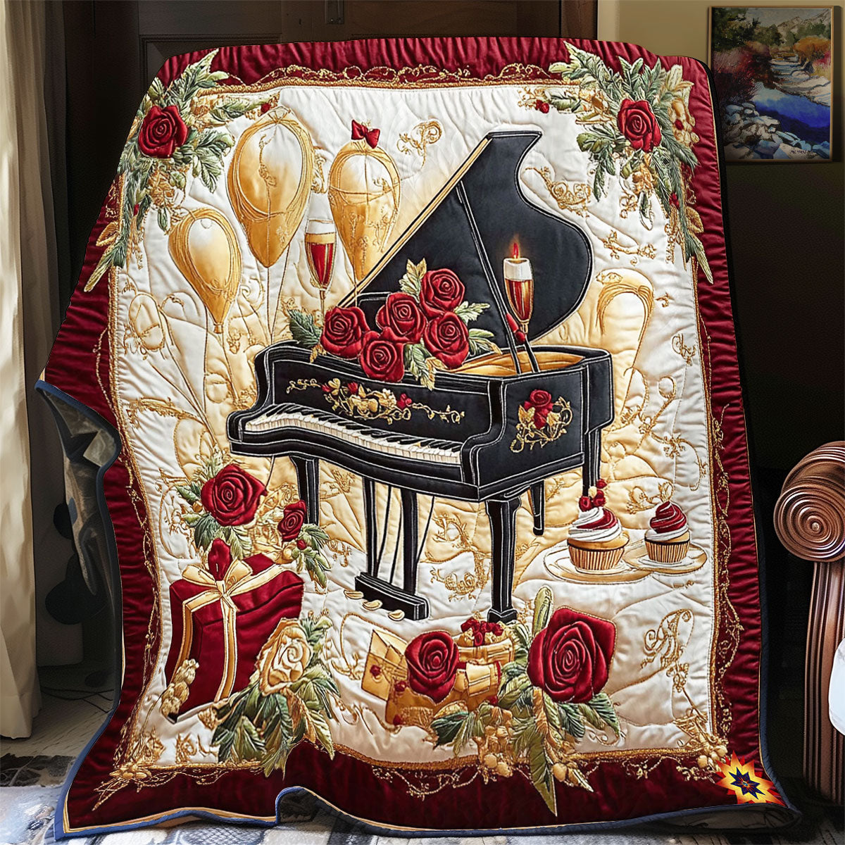 Rose And Piano WY2312056CL Quilt
