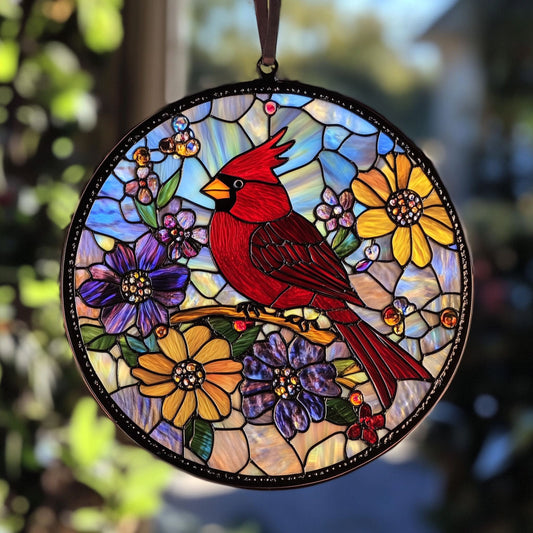 Red Cardinal WJ2210041CL Stained Glass Suncatcher