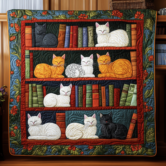 Cats on Bookshelves WG1601043CL Quilt
