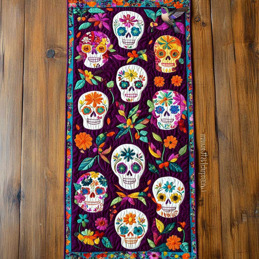 Day Of The Dead Floral Memories WN2610072CL Quilted Table Runner