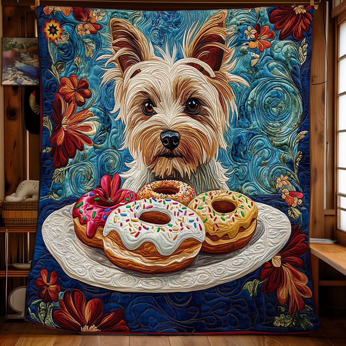 Yorkshire Terrier And Donut WY2612043CL Quilt