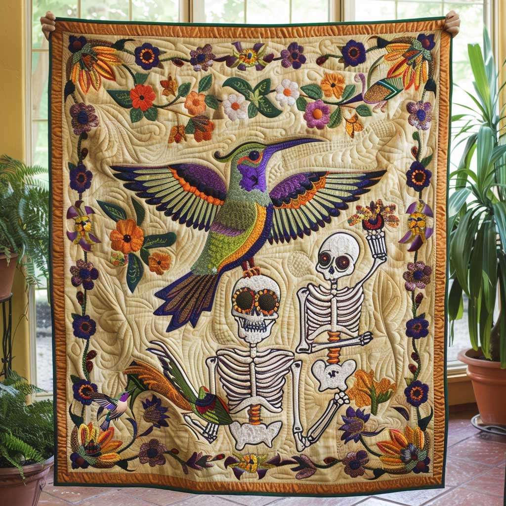 Skeleton Hummingbird Bloom WN2110038CL Quilt