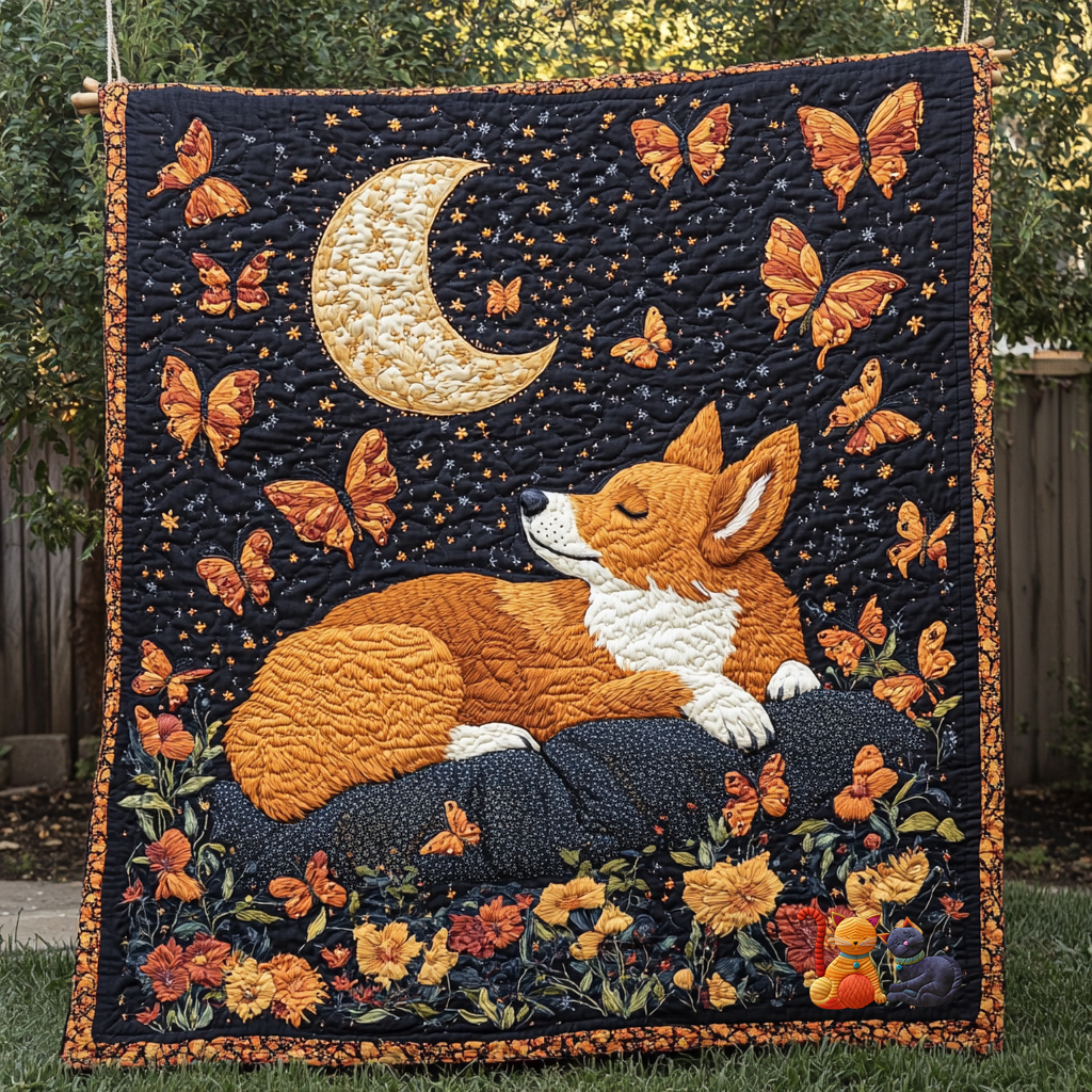 Corgi Night Bloom WN0310013CL Quilt