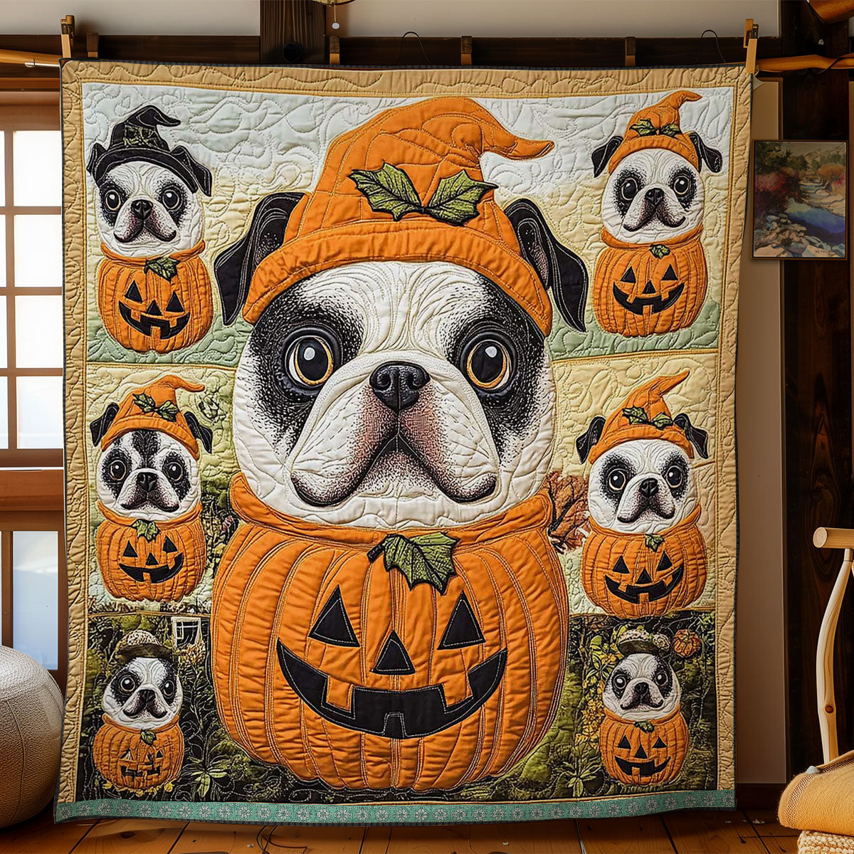 Bulldog Jack O' Lantern WN2609062CL Quilt