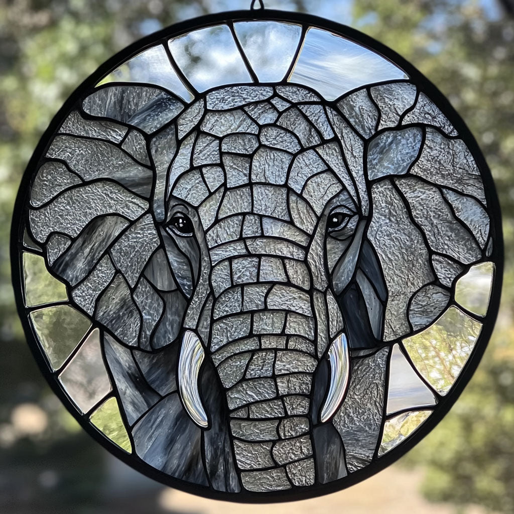 Elephant WU2810063CL Stained Glass Suncatcher