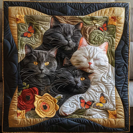 Snuggle Cat Garden WP1009056CL Quilt