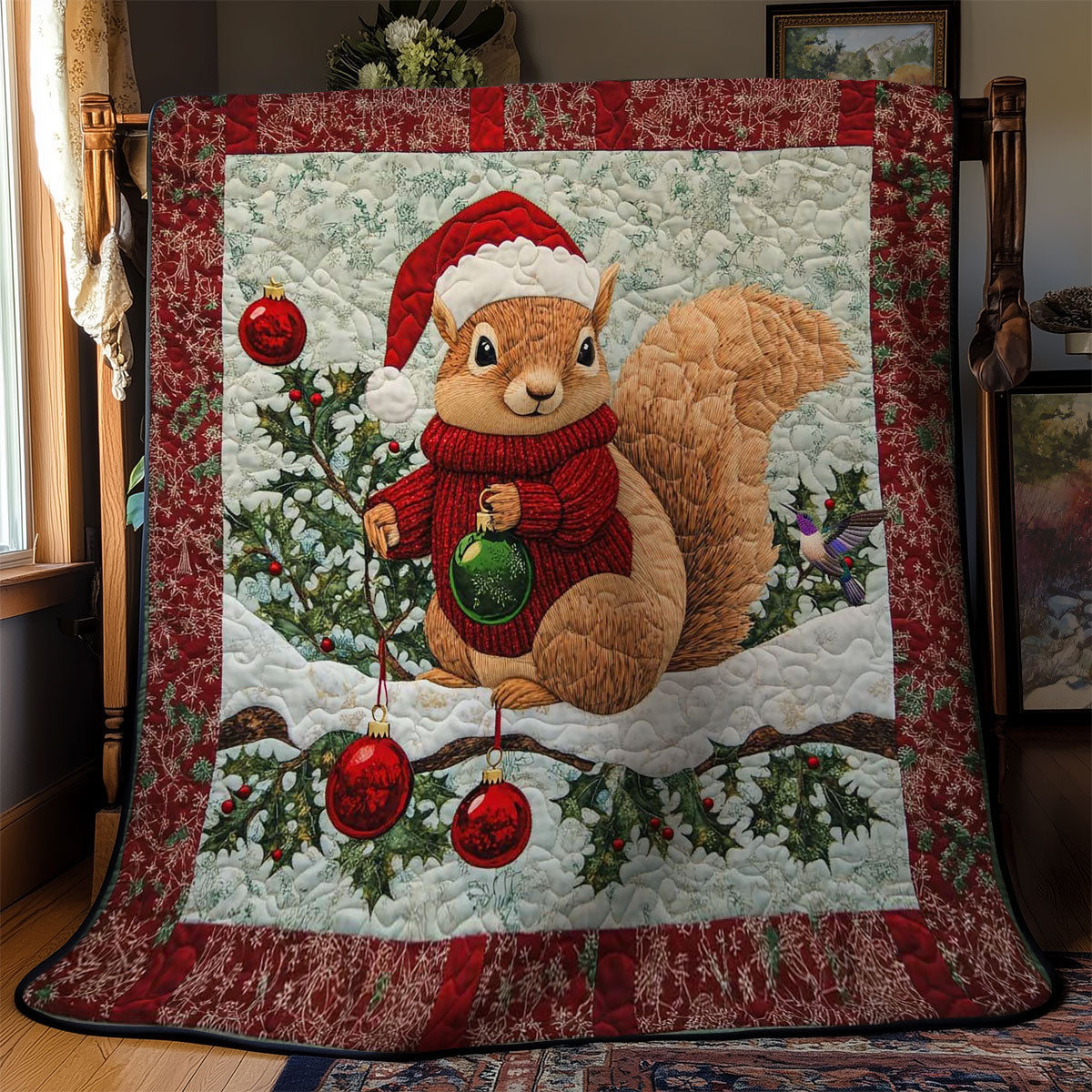 Cozy Christmas Squirrel WN0711023CL Quilt