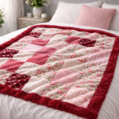 Floral Patchwork CW2801004CL Faux Fur Throw Blanket