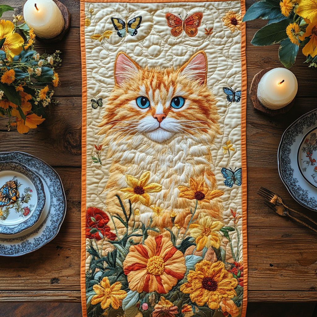 Floral Cat CW3006015CL Quilted Table Runner
