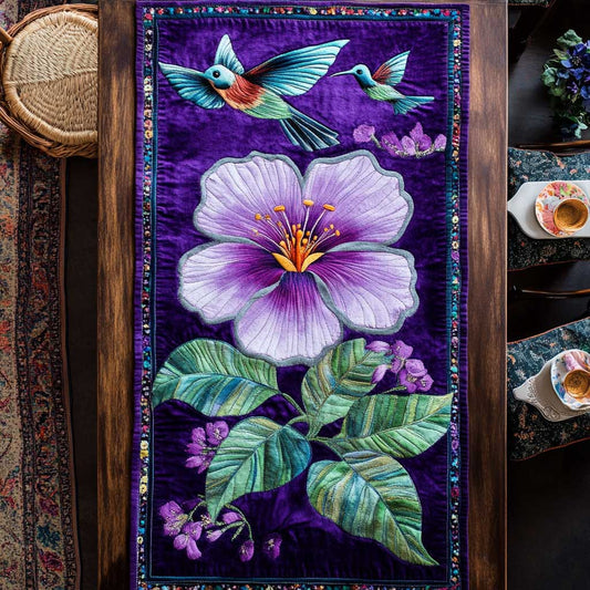 Purple Hummingbird Garden WN2709035CL Quilted Table Runner