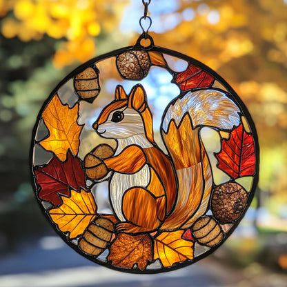 Squirrel WJ0411043CL Stained Glass Suncatcher