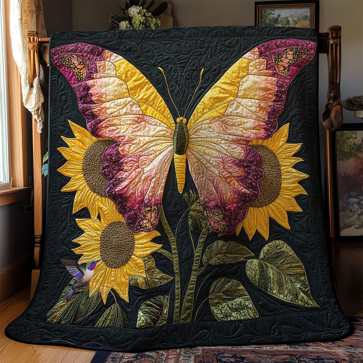 Fluttering Sunflower Butterfly WN1912030CL Quilt