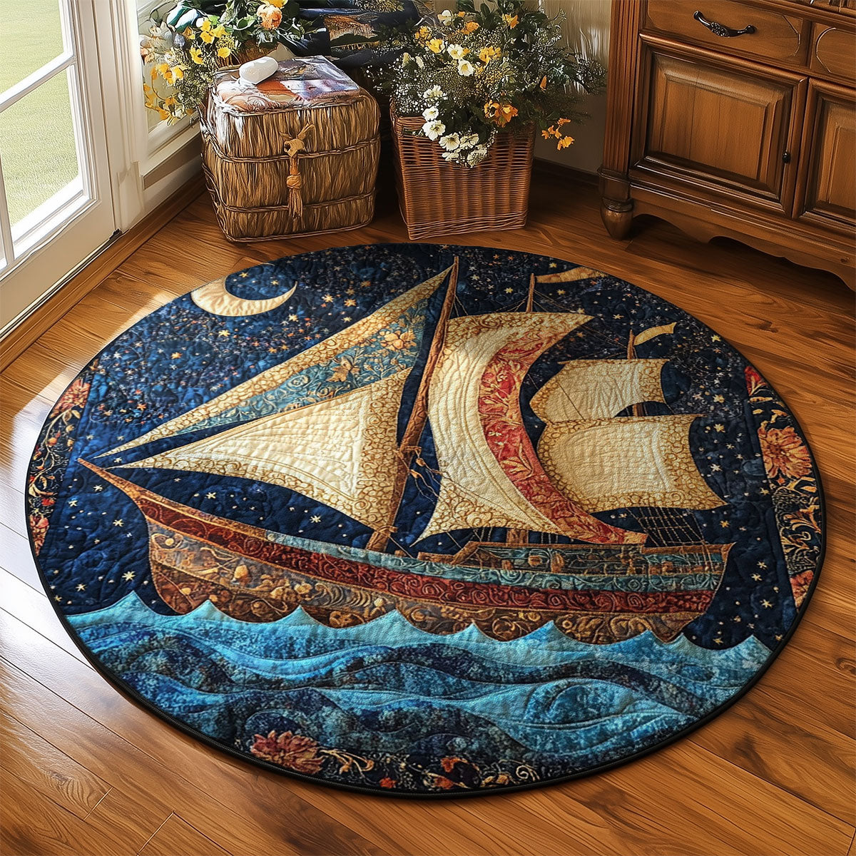 Sailing Through The Stars WJ2103075CL Quilted Round Mat