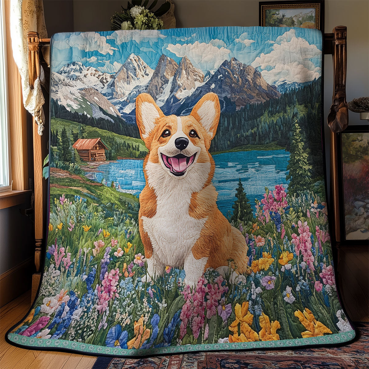 Corgi In Spring WX1312008CL Quilt