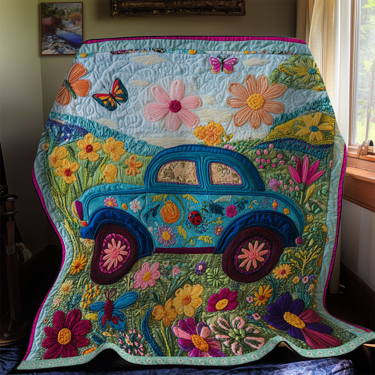 Floral Car  WX2112016CL  Quilt