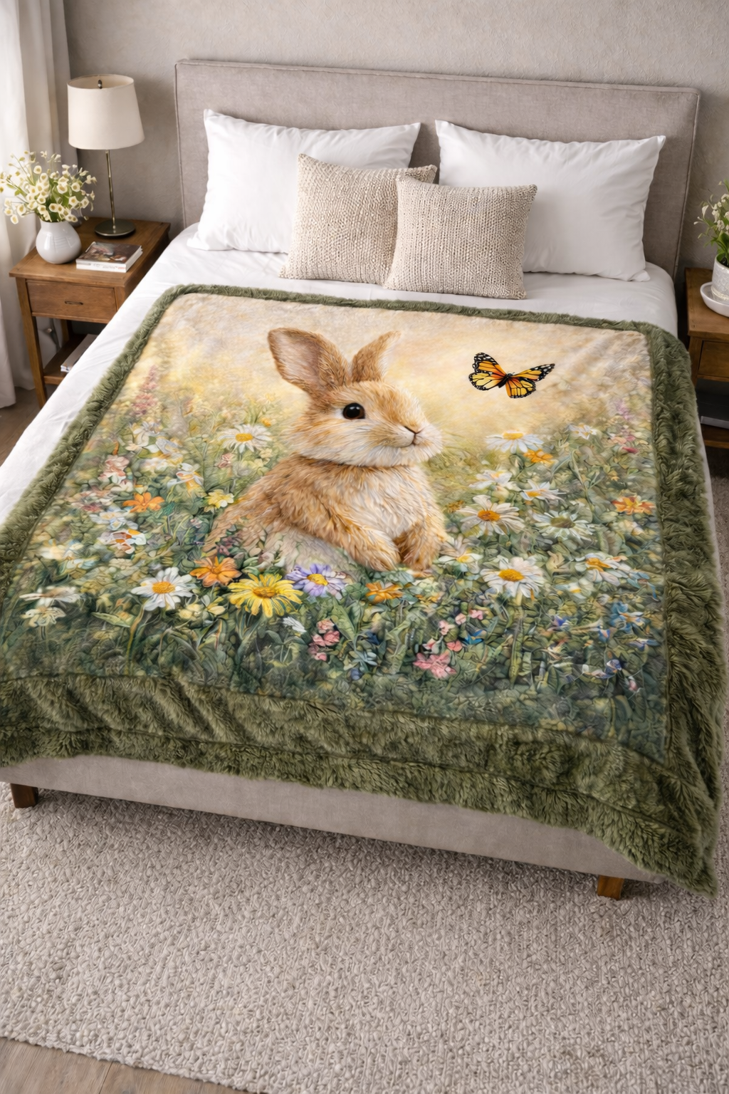 Naive Rabbit QA1601001CL Faux Fur Throw Blanket