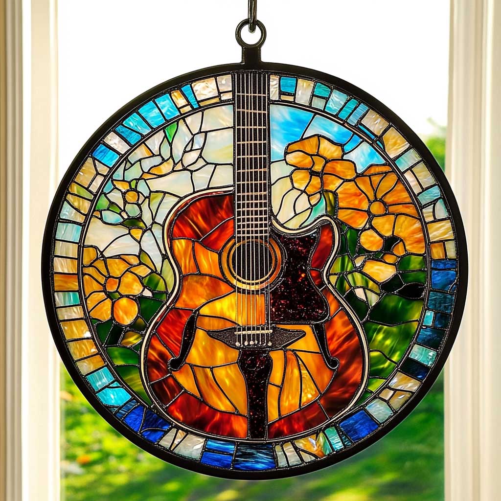 Guitar WJ0310043CL Stained Glass Suncatcher