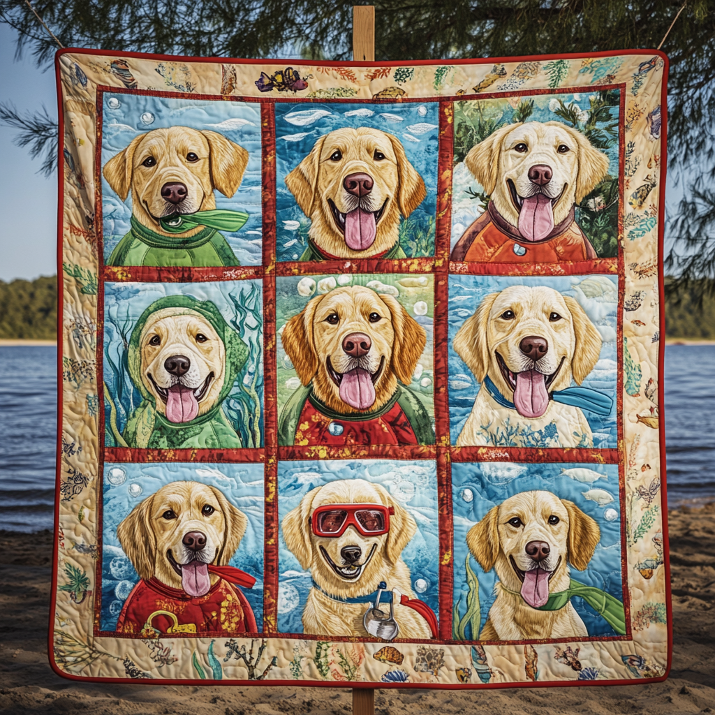 Golden Retriever Beach Fun WN2409051CL Quilt