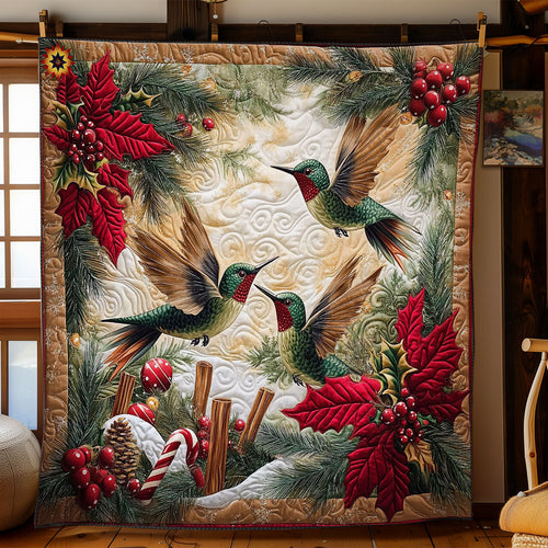 Christmas Hummingbird Family WY0612039CL Quilt