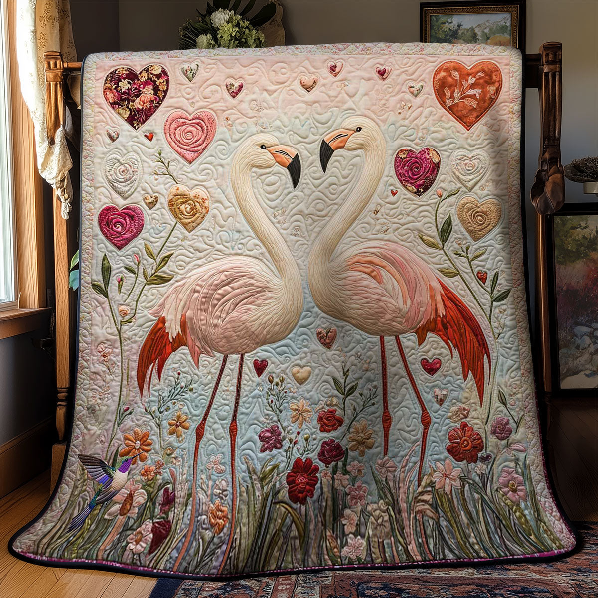 Lovebirds Flamingo Valentine WN1112023CL Quilt