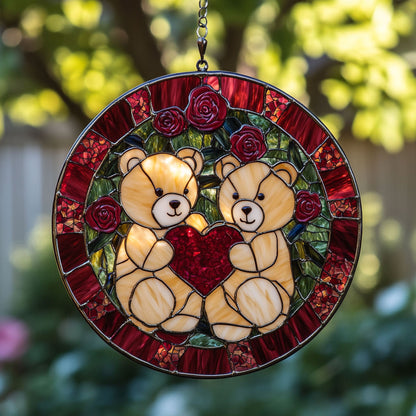 Teddy Bear In Rose WY2202226CL Suncatcher
