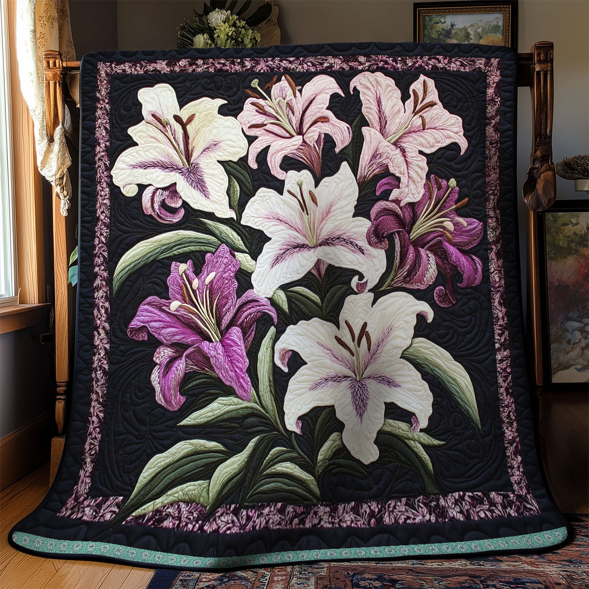 Purple Lilies WX2311037CL Quilt