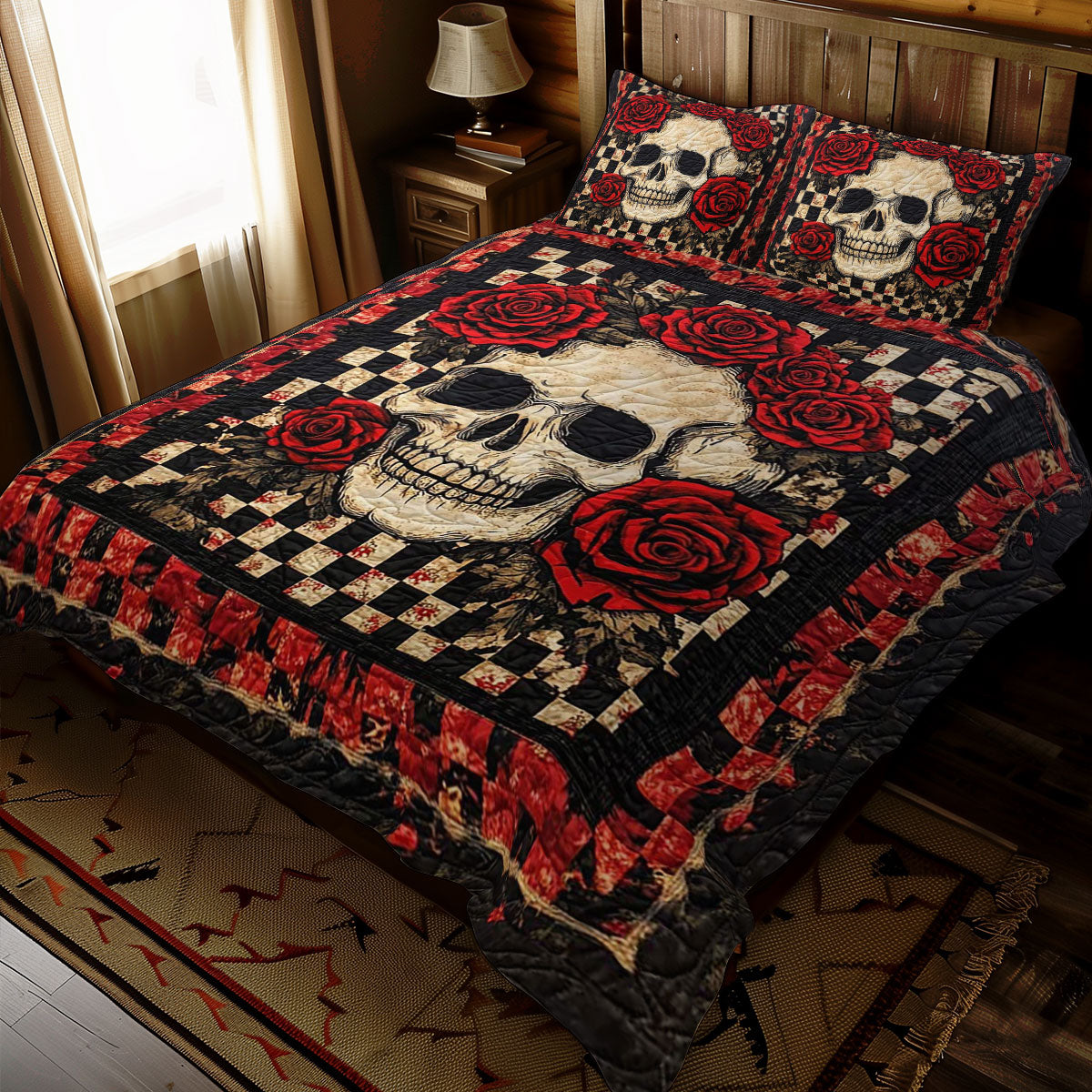 Red Roses Skull WJ2609023CL Duvet Cover Set