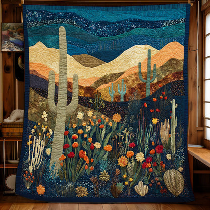 Midnight Cactus Flower Desert WY1502067CL Quilt