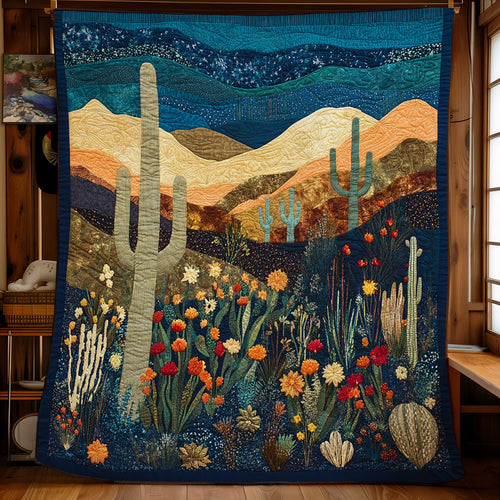 Midnight Cactus Flower Desert WY1502067CL Quilt