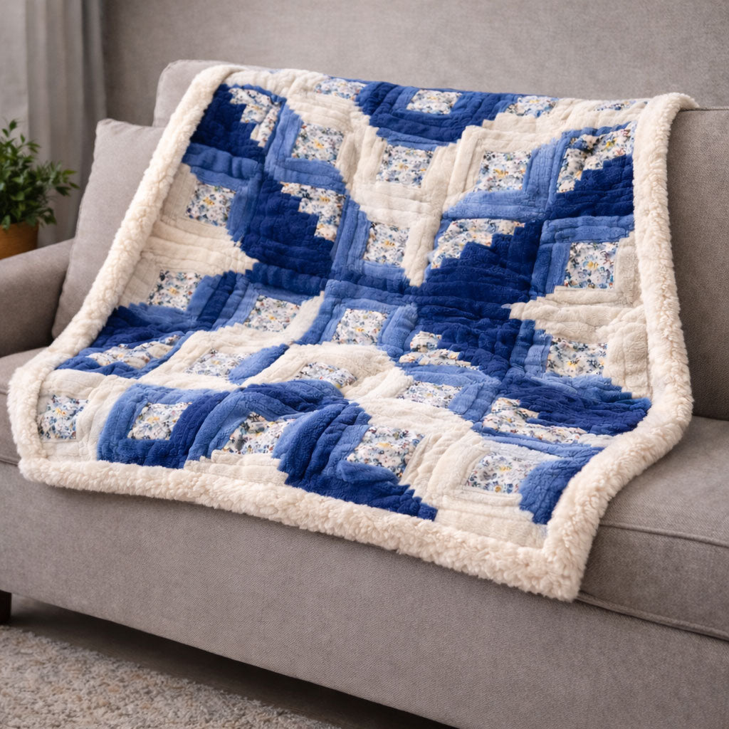Blue Floral KL2401003CL Faux Fur Throw Blanket