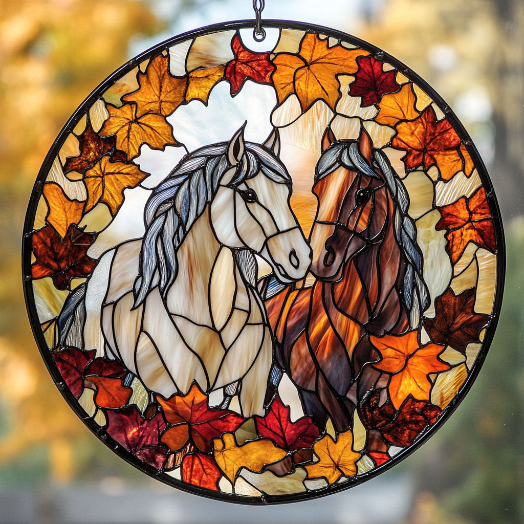 Autumn Horse WU1710030CL Stained Glass Suncatcher