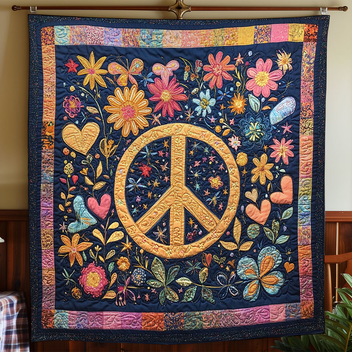 Flower Peace Sign WY3112011CL Quilt