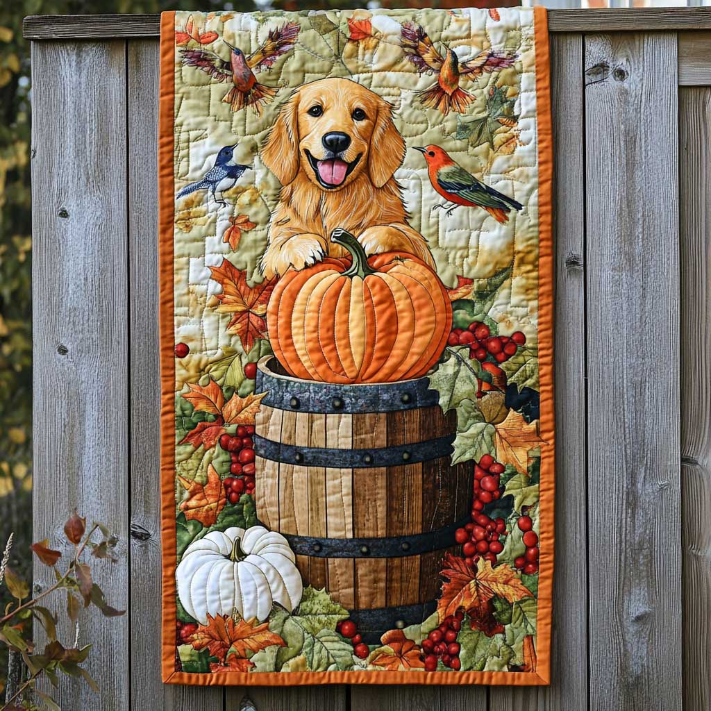 Golden Retriever Pumpkin Pal WN2609094CL Quilted Table Runner