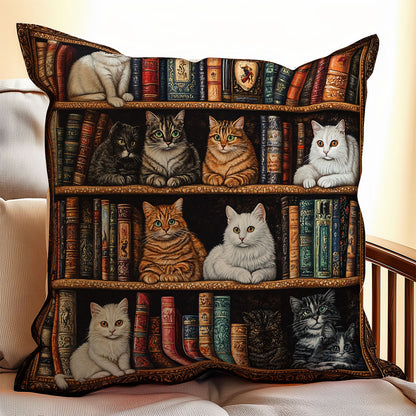 Cat Bookshelf WX2001123CL Quilt Pillow Case